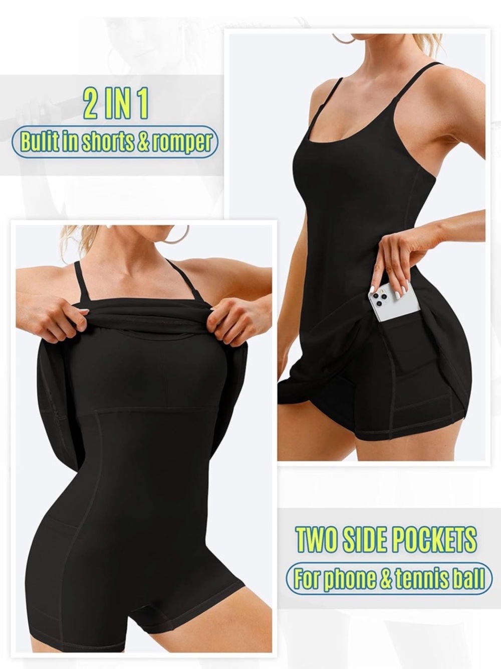 Black Athletic Tennis Dress - Picture 3 of 8